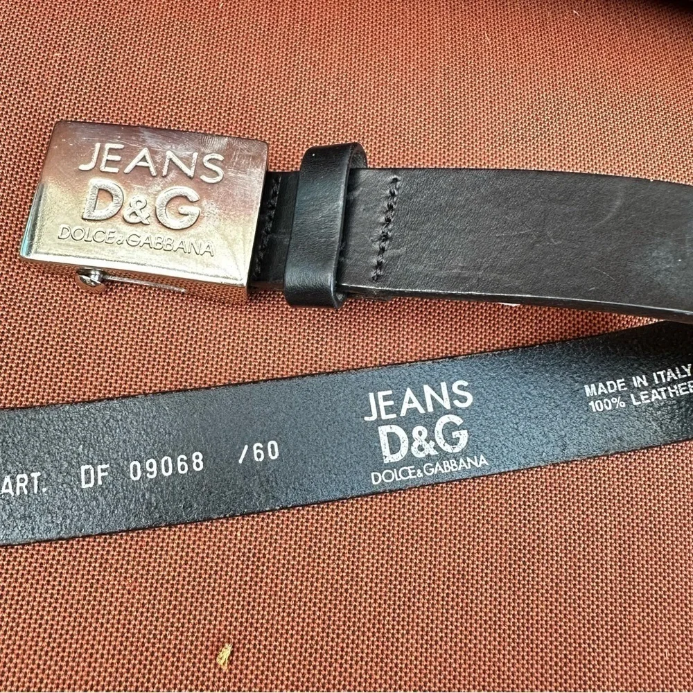 Dolce & Gabbana Black Leather Belt Kids 19-23 waist 50-60CM LOGO Designer 3053 Y